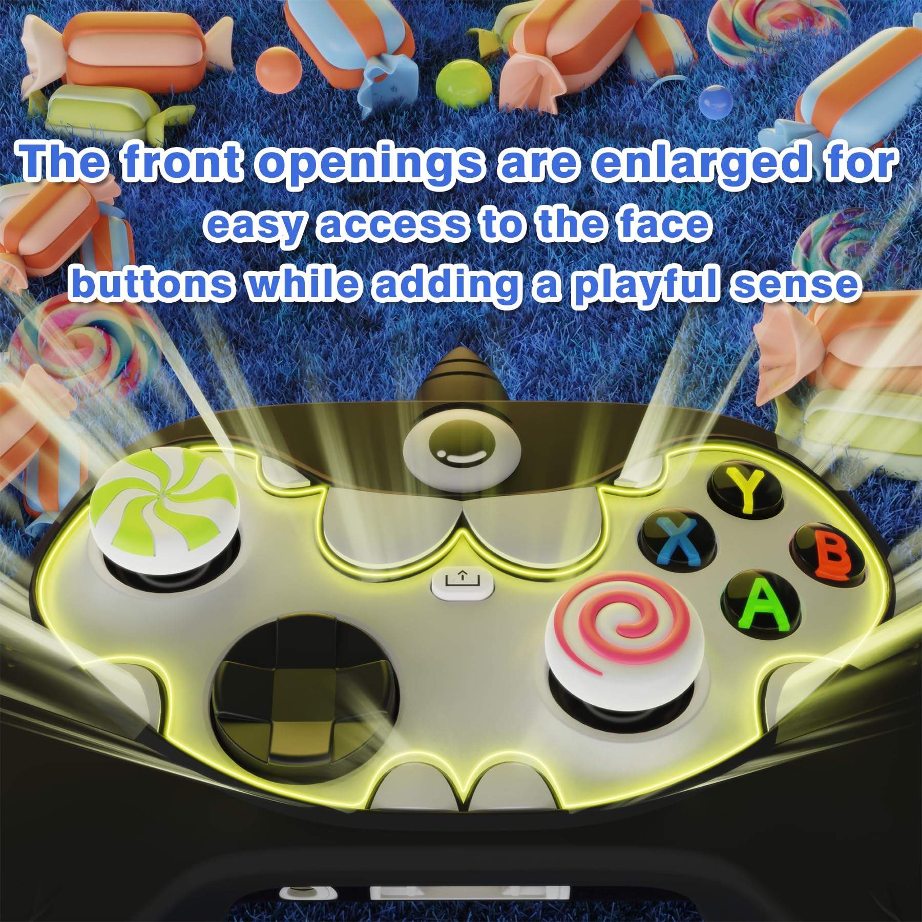 PlayVital MonoEye Monster Controller Skin for Xbox Series X/S - Cute Anti-Slip Silicone Cover Case with 4 Candy Thumb Grip Caps & Stickers, Full Protection Set, Green - Flex Gamingproduct_type