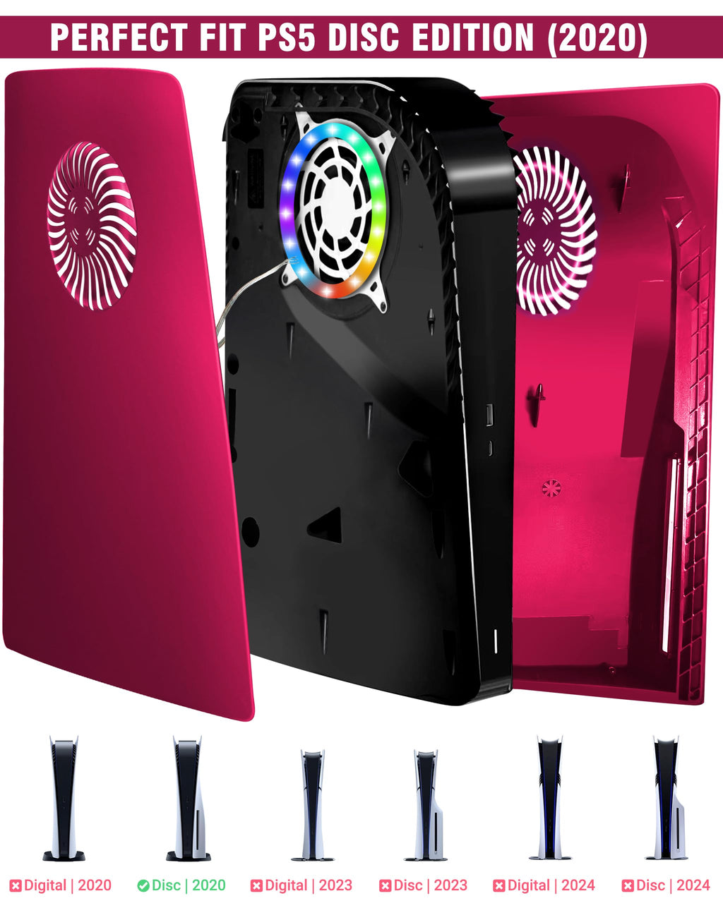Joso Faceplate for PS5 Disc Edition, Anti-Scratch Dustproof Case Replacement with RGB Ring, Cover Skin Fit for PS5 Console (CD-ROM), Plates for PS5 Accessories, Transparent - Flex Gamingproduct_type