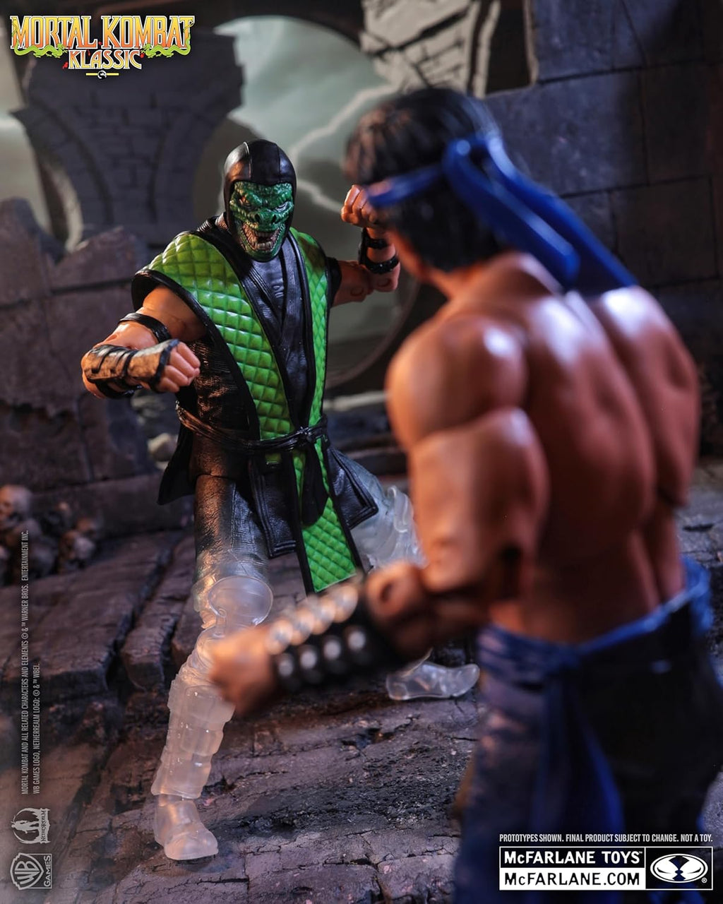 Liu Kang vs Reptile (Mortal Kombat Klassic) Deluxe 2-Pack 7" Figure | Mortal Kombat Klassic 7 Inch Action Figure 2-Pack - Liu Kang vs Reptile