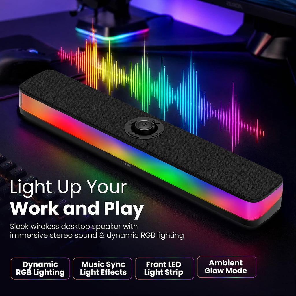 Philips PC Sound Bar Desktop Speaker with Bluetooth 5.4 & RGB