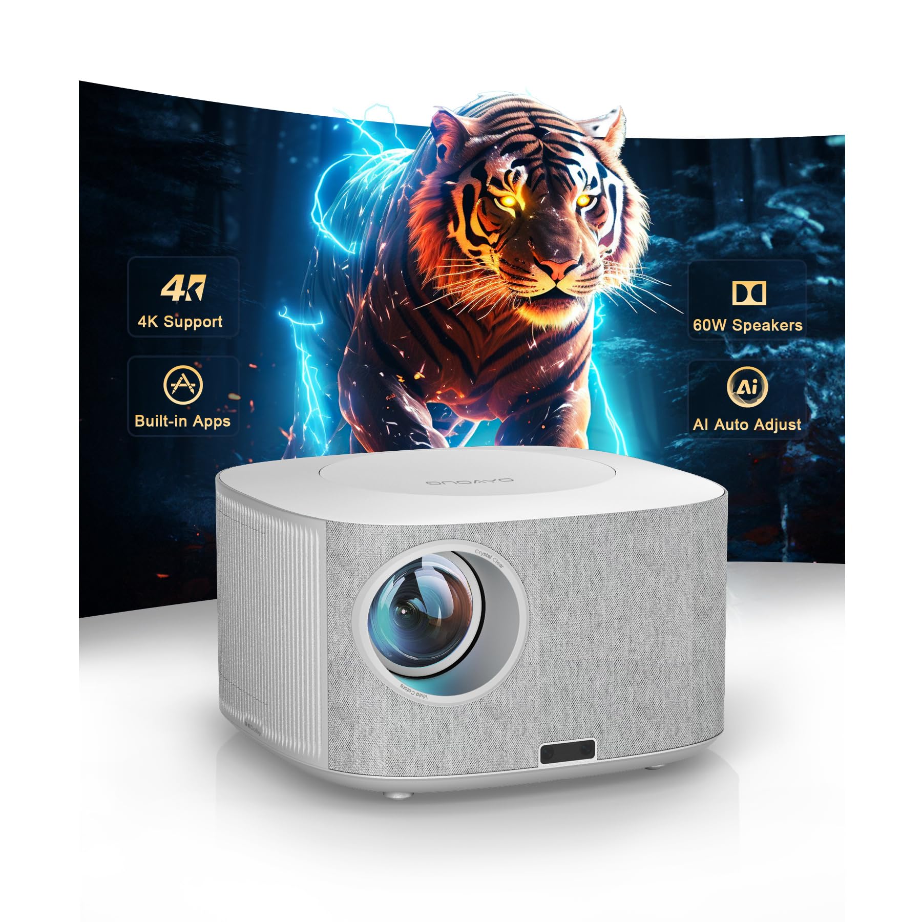Outdoor-Projector-4K with WiFi and Bluetooth:[3500 Bright/60W Dolby Audio/Official Licensed Apps],Smart-Projector with AI Auto Focus,ONOAYO ONO5Pro 2.0 Movie Projector for Indoor/Outdoor 2026New - Flex Gamingproduct_type