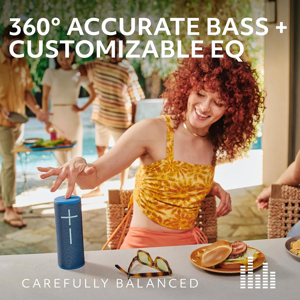 Ultimate Ears Boom 4 Portable Bluetooth Speaker, Waterproof - Blue | Balanced 360-degree sound, clear audio, deep bass, floating design, 15-hour battery life, 147ft (45m) wireless range