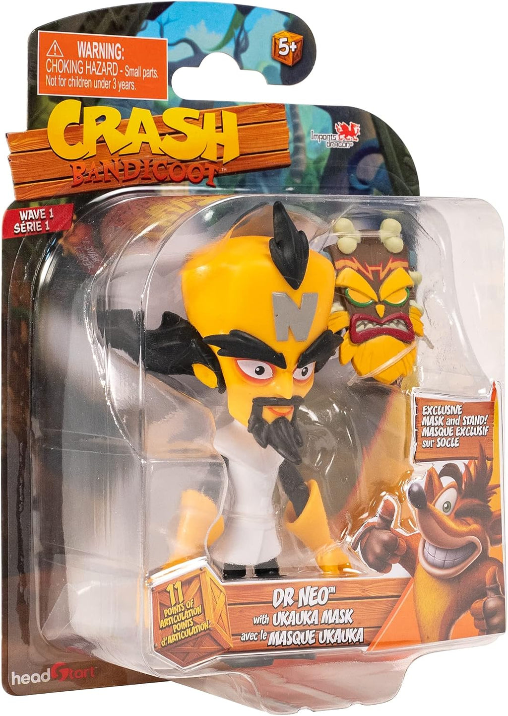 BANDAI Crash Bandicoot Action Figures Dr Neo Cortex with Mask | 11cm Dr Neo Cortex Toy with Mask and Stand Accessories | Collectable Figures As Merchandise and Video Game Gifts