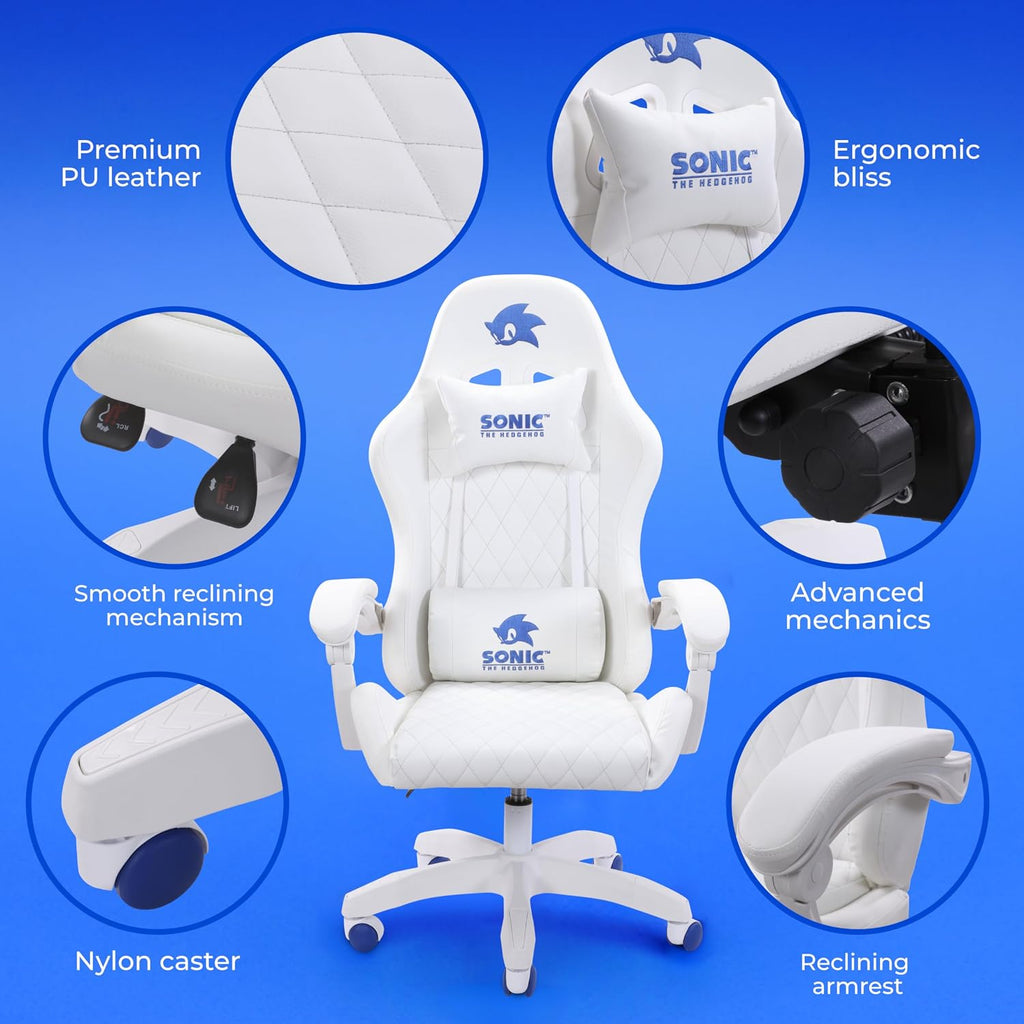 Sonic the Hedgehog - Gaming Chair, Ergonomic PU Leather, Reclining