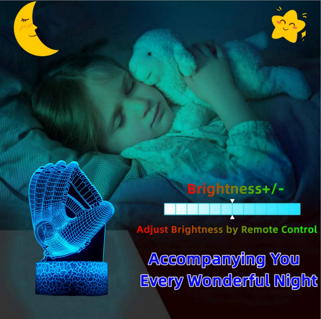 3D Illusion Night Light with Swappable Acrylic Panels – 6 Designs