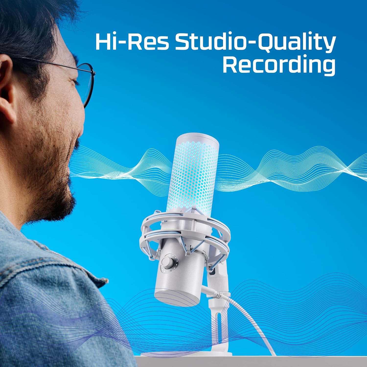 HyperX Quadcast 2 Frost – USB Microphone for Gaming, Streaming and Podcasting, with On-Board Controls, LED Lighting, Removable Shock Mount