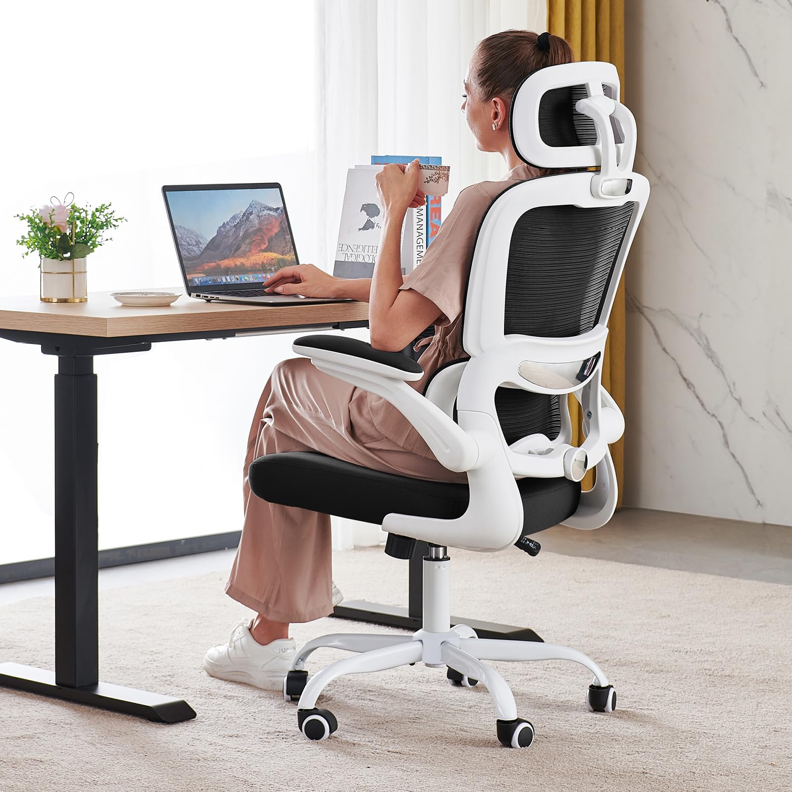 TRALT Office Chair Ergonomic Desk Chair, 330 LBS Home Mesh Office Desk Chairs with Wheels, Comfortable Gaming Chairs (1, Black) - Flex Gamingproduct_type
