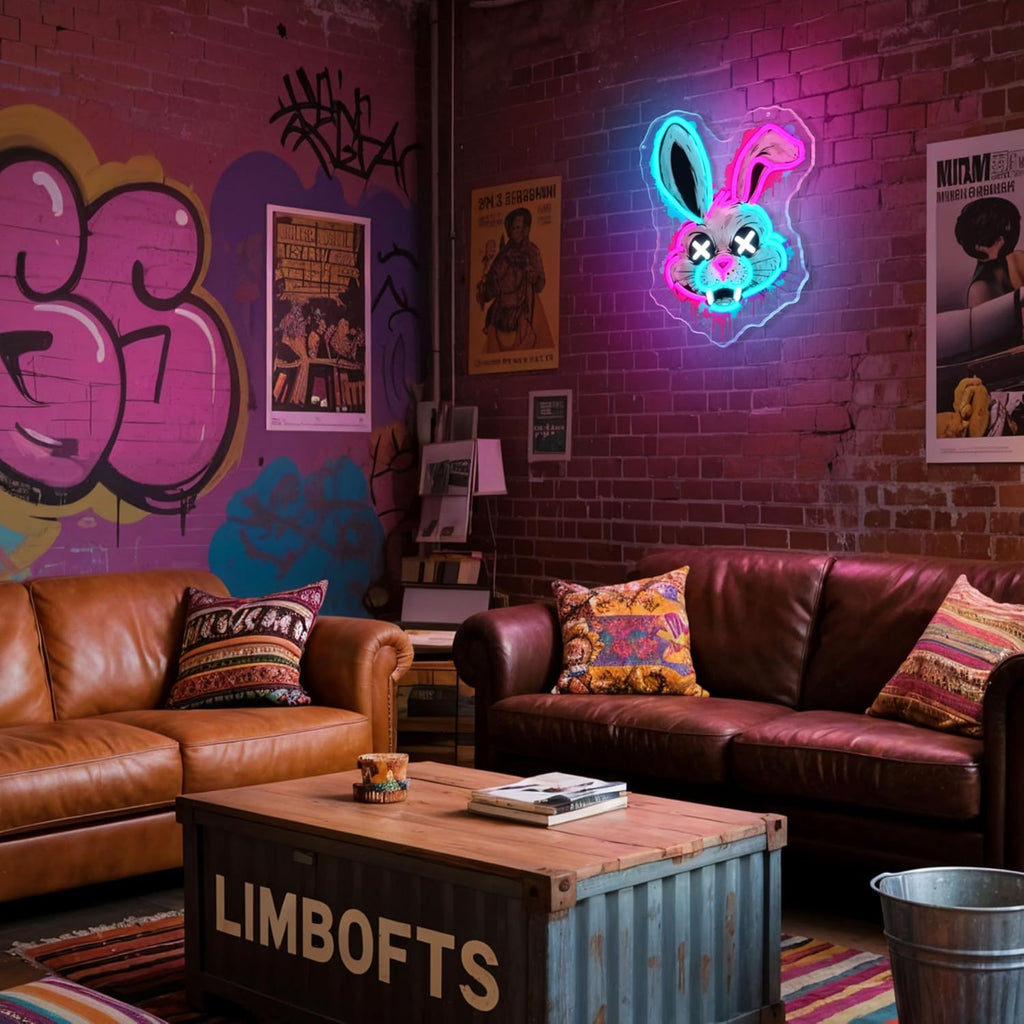 Bunny Neon Sign, Rabbit Neon Signs for Wall Decor, Dimmable Acrylic Neon Lights for Room Bedroom Game Room Club Bar Party Decorations, Perfect Gifts