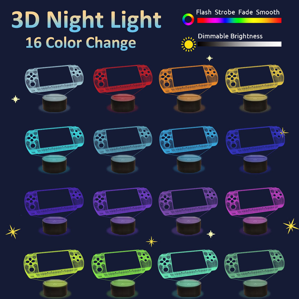 Attivolife Gamepad 3D Lamp, Hologram Illusion Controller Night Light for Kid, 16 Colors Changing & Remote Dimmer Control, Cool Boy Girl Video Gaming Room Accessories as Xmas Birthday Gift for Teen