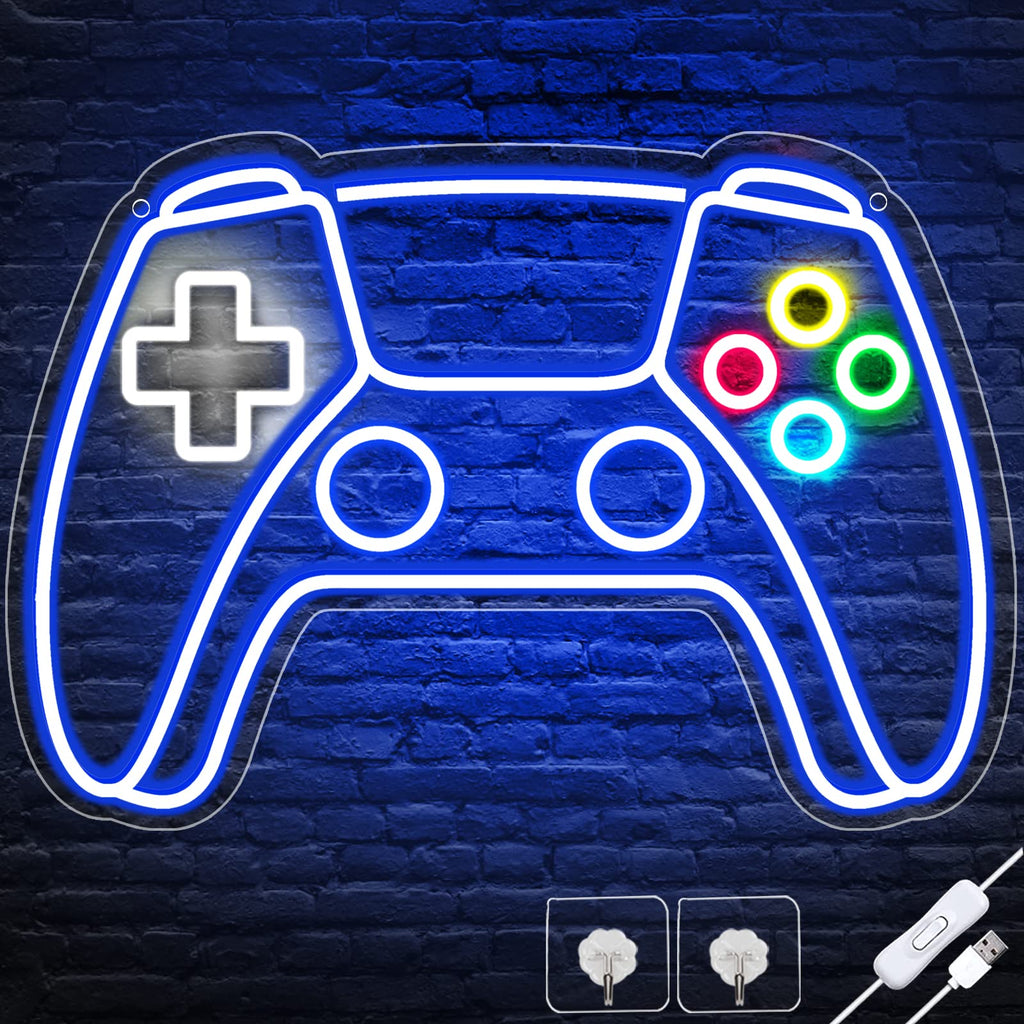 Gamer Neon Sign, Gamepad Shaped LED Neon Sign for Gamer Room Decor, Gaming Neon Sign for Boys Room Decor, Neon Gaming Sign for Gaming Wall Decor, USB Powered Gamer Gifts for Teens, Boys, Kids - Flex Gamingproduct_type