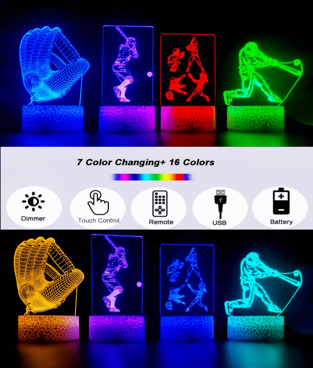 3D Illusion Night Light with Swappable Acrylic Panels – 6 Designs