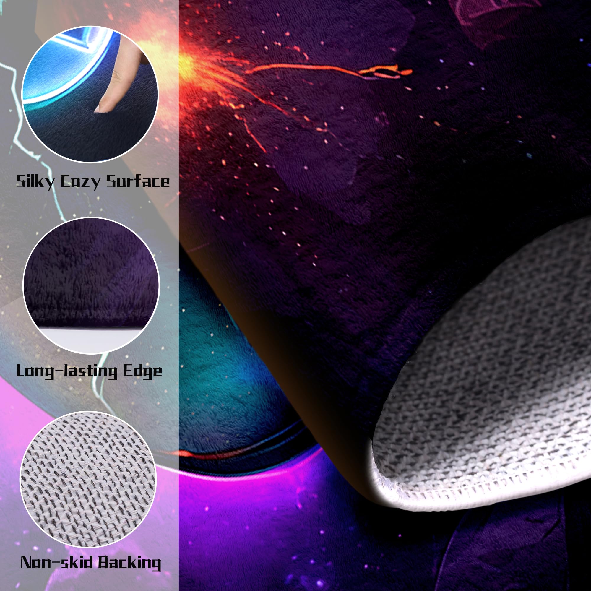 5x7 ft Neon Gaming Area Rug for Boys Room, Colorful Game Controller Carpet for Gamer Room Decor, Low Pile Non-Slip Video Game Rug for Teens Playroom or Game Zone - 03 - Flex Gamingproduct_type