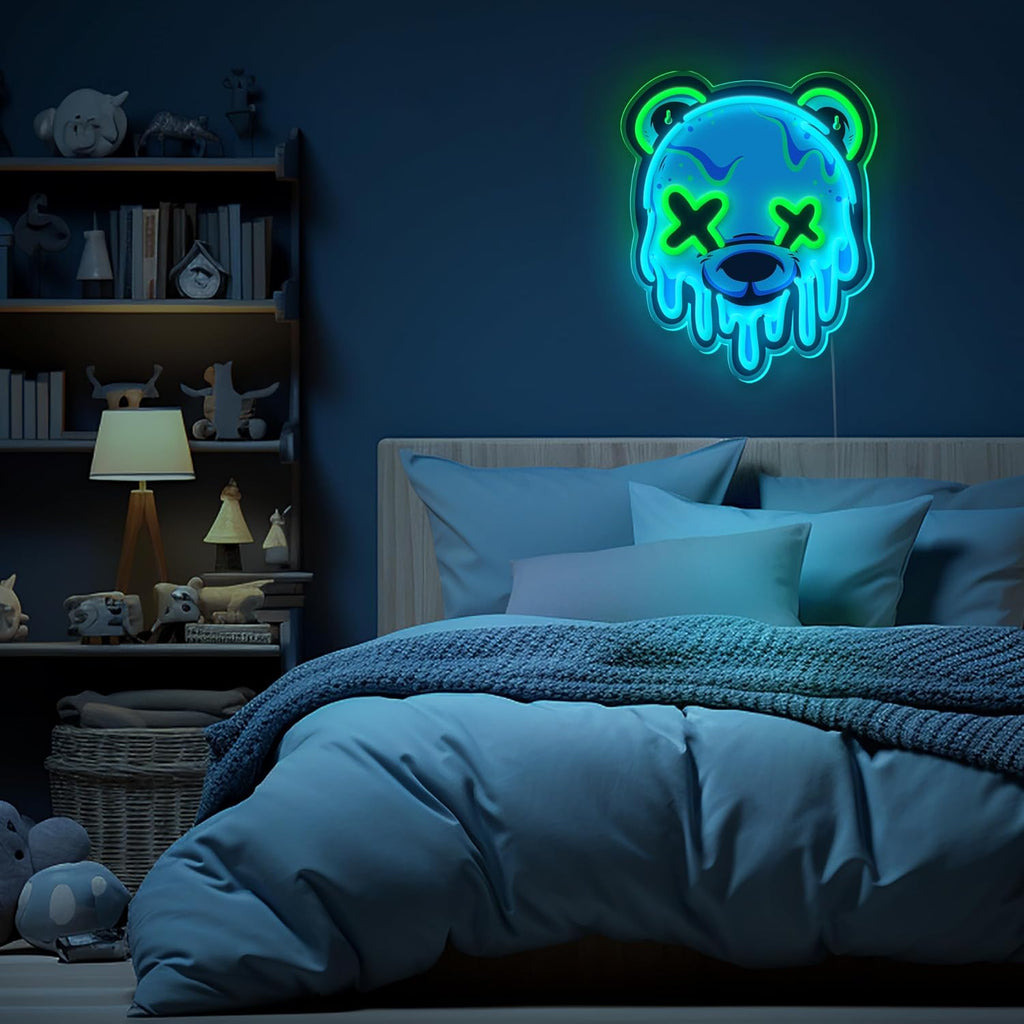 Ice Bear Neon Sign, Cool Led Sign for Wall Decor - Usb Powered, Adjustable Brightness Anime Bear Led Light for Bedroom, Bar, Pub, Party, Man Cave Decor, Unique Gift for Teenage Boys