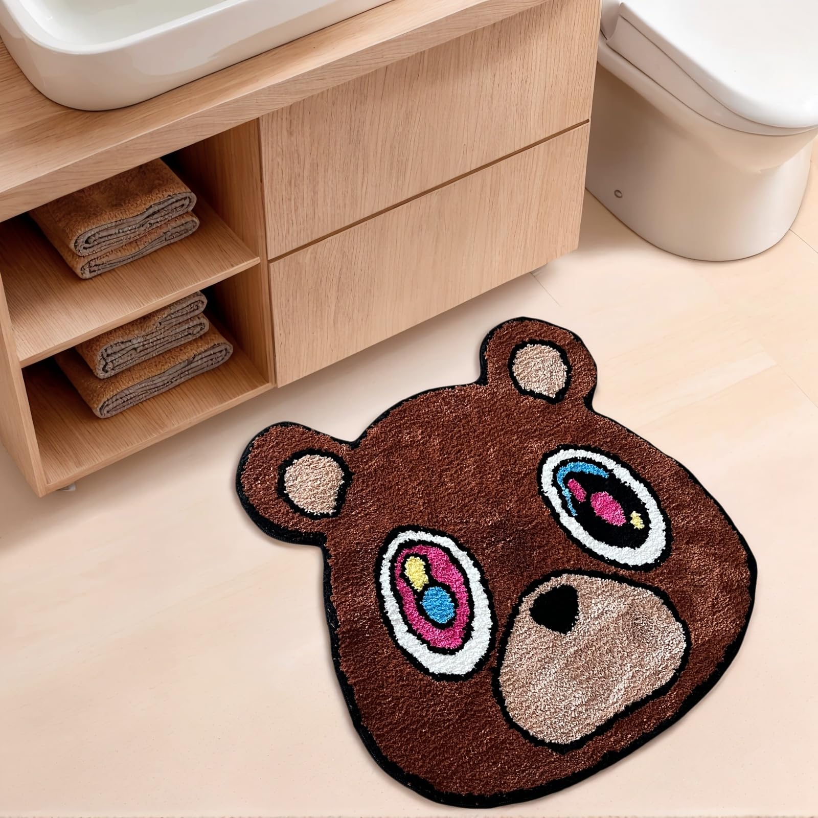 Graduation Bear Rug - Hypebeast Room Decor, Ultra-Soft Hypebeast Rugs with TPR Non-Slip Backing, Trendy Cloud-Like Plush Cute Carpet, Cool Rugs for Bedroom & Man Cave (28"x28") - Flex Gamingproduct_type