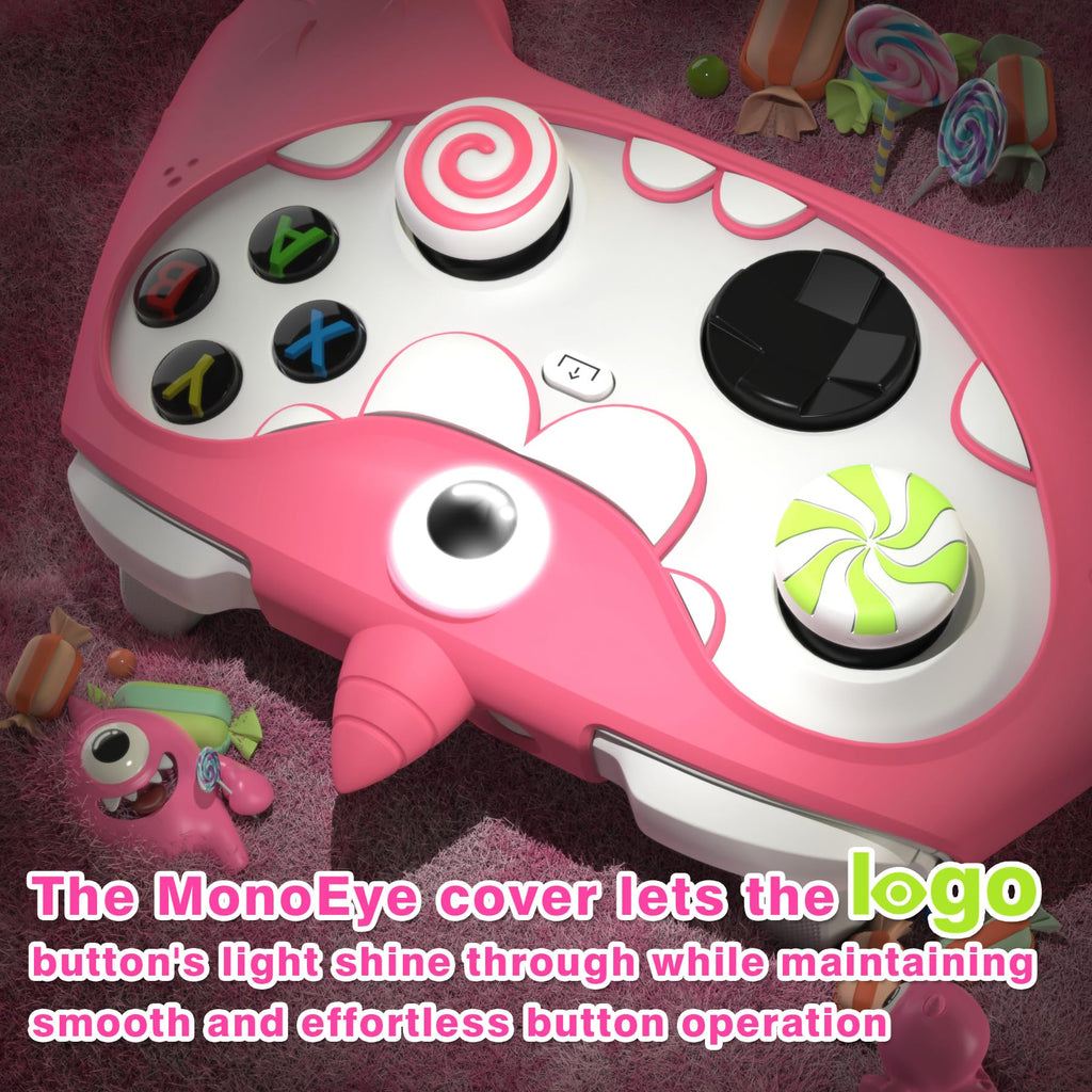 PlayVital MonoEye Monster Controller Skin for Xbox Series X/S - Cute Anti-Slip Silicone Cover Case with 4 Candy Thumb Grip Caps & Stickers, Full Protection Set, Green - Flex Gamingproduct_type
