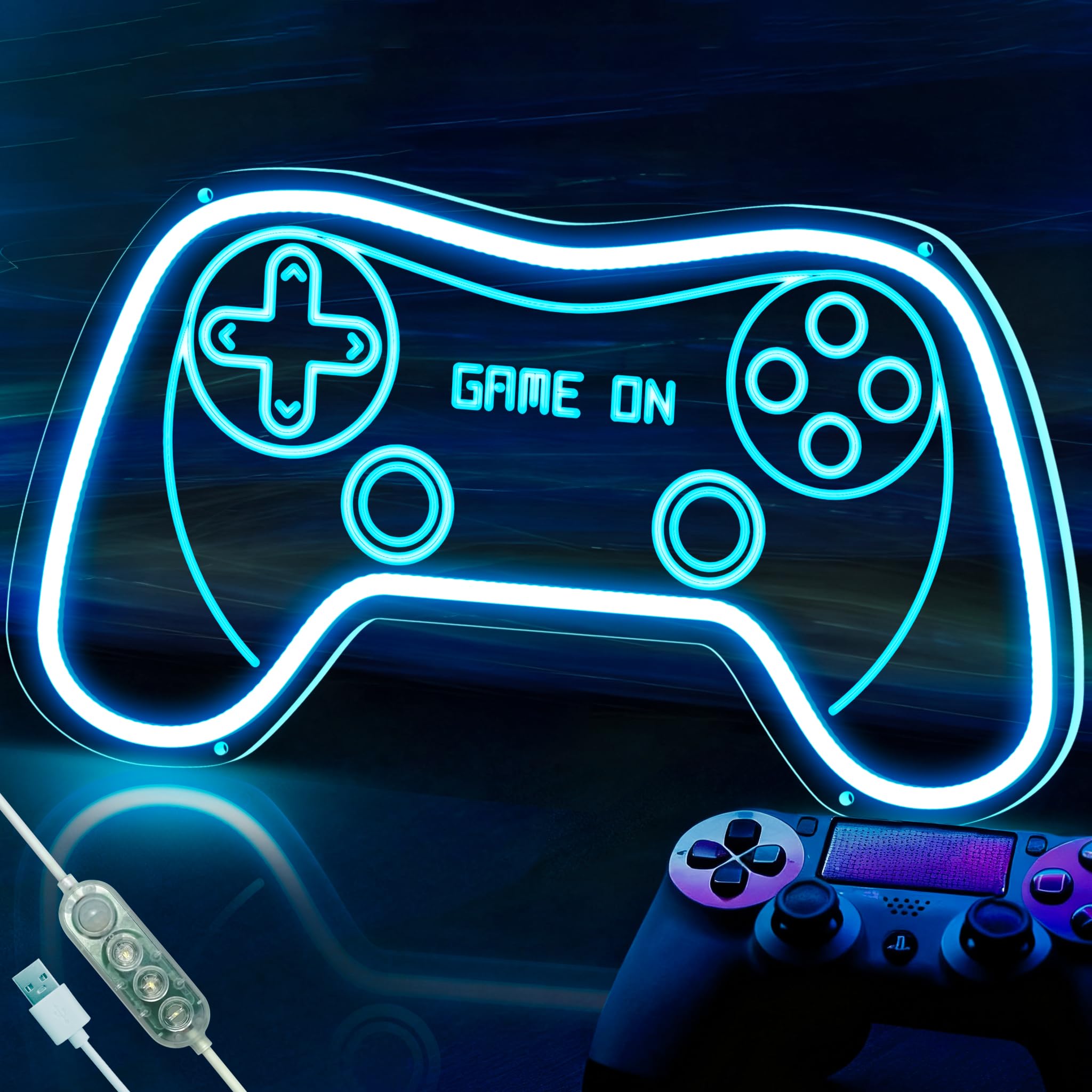 Motion Sensor Gamer Neon Sign Neon Light for Boys Room, Game Controller LED Sign for Gaming Room Decor,Neon Signs USB-Powered With Auto-on/off Switch,Gamer Gifts for Teens,Boys,Kids - Flex Gamingproduct_type