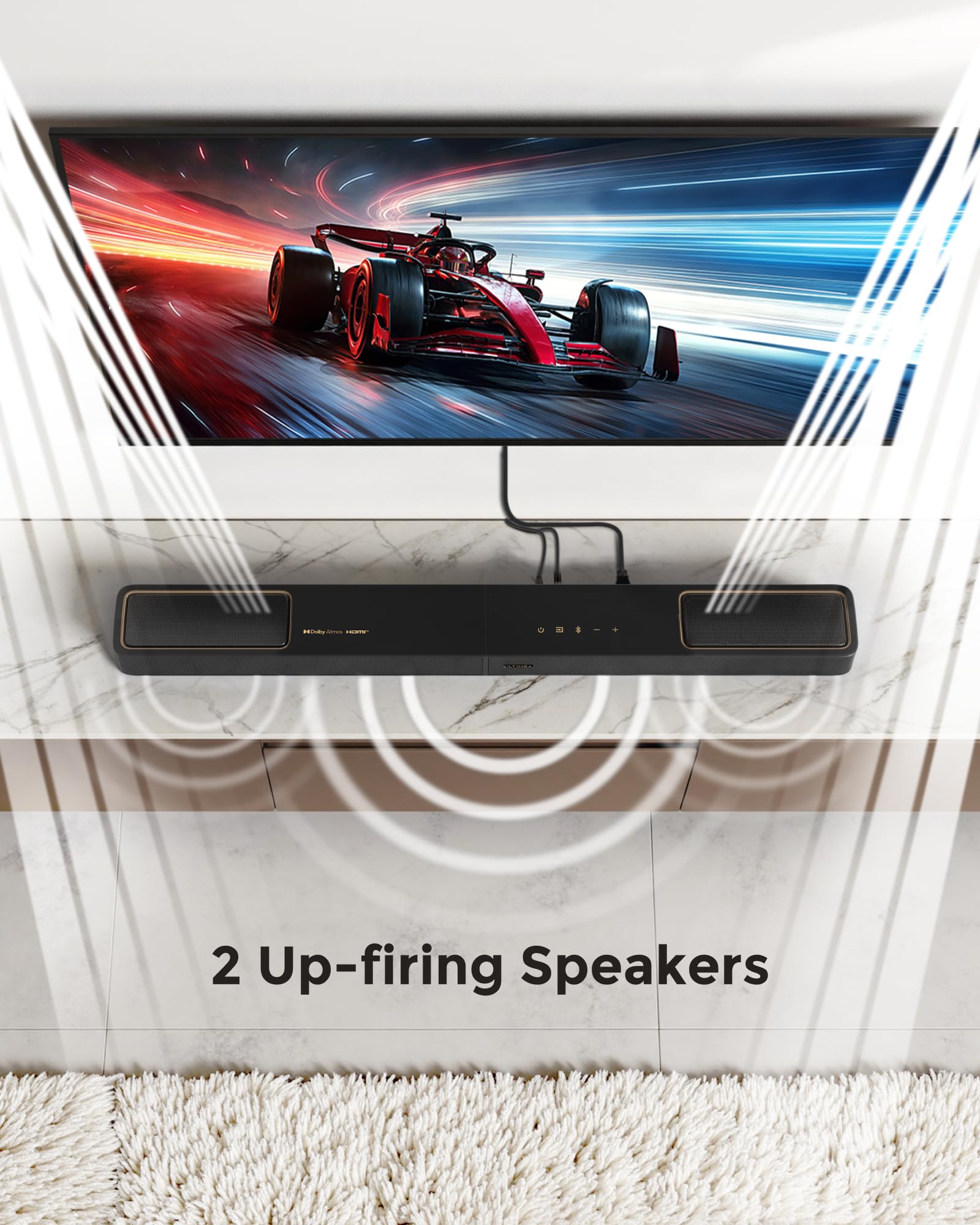 ULTIMEA Skywave X60 7.1.4ch Wireless Surround Sound System for Home Theater | with Dolby Atmos, 840W Sound Bar with 8" Wireless Subwoofer for TV, 28Hz Low Frequency, GaN Amplifier, 4K HDR Pass-Through