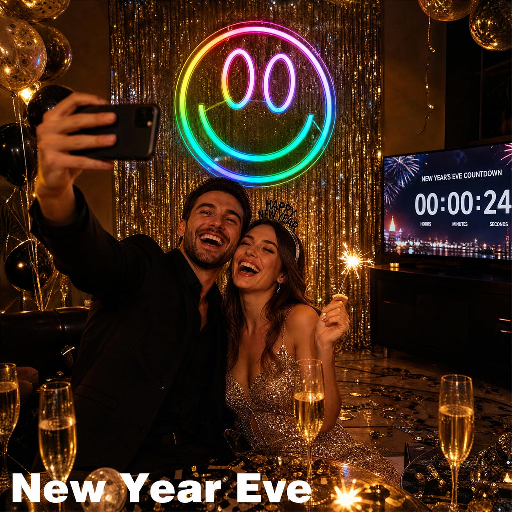 RGB Smiley Neon Sign, USB Powered 20+ Dynamic Modes Color Changing LED Neon Light for Wall Decor, Perfect for Bedroom Gaming Room Party Birthday Celebration Present for Teens Girls - Flex Gamingproduct_type