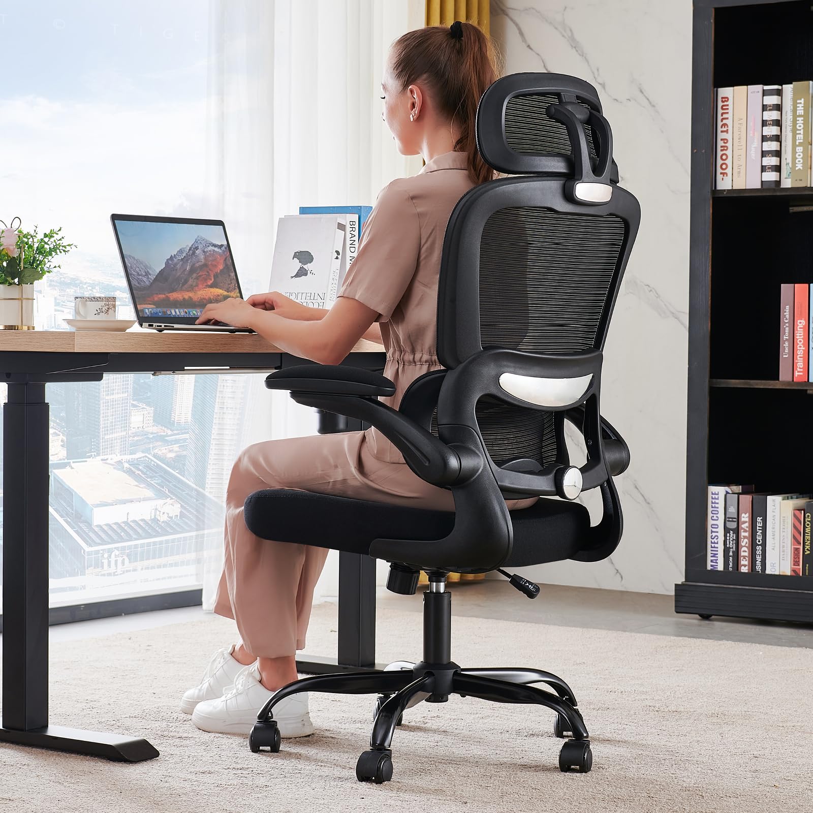 TRALT Office Chair Ergonomic Desk Chair, 330 LBS Home Mesh Office Desk Chairs with Wheels, Comfortable Gaming Chairs (1, Black) - Flex Gamingproduct_type