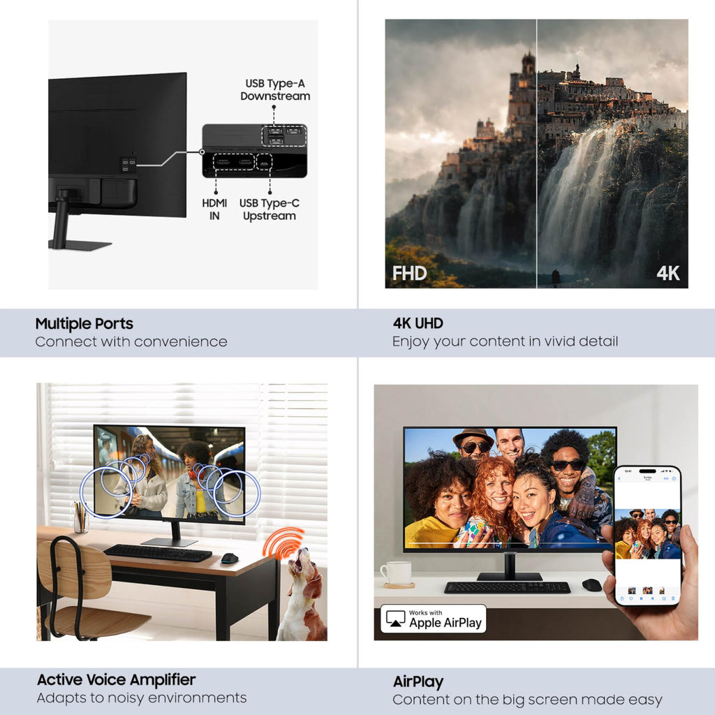 Samsung 43” Smart Monitor M7 (M70F) 4K UHD Display, Samsung Vision AI, Smart TV Apps, Gaming Hub, USB-C, HDMI and USB-A, Black, LS43FM702UNXZA, 2025 - Flex Gamingproduct_type