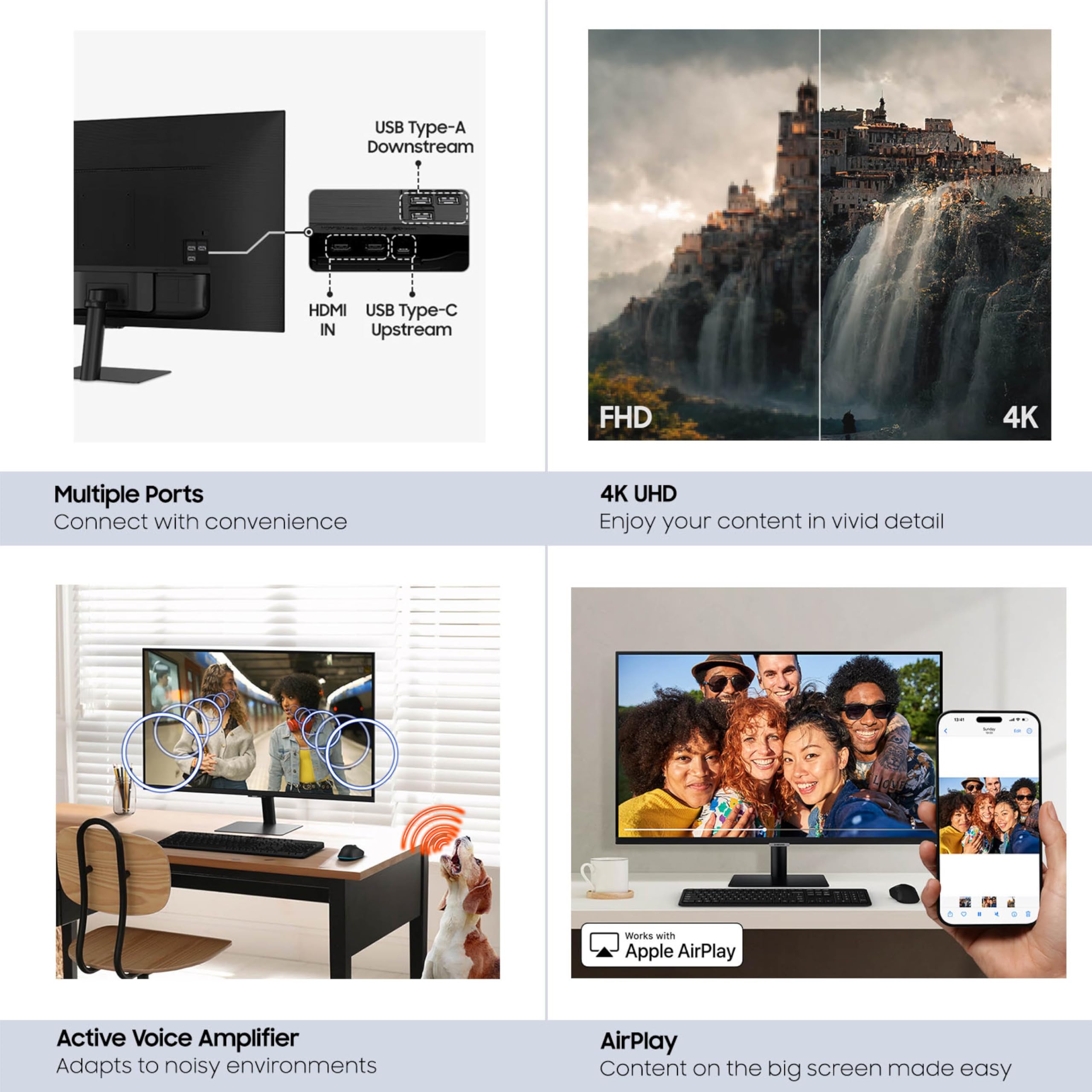 Samsung 43” Smart Monitor M7 (M70F) 4K UHD Display, Samsung Vision AI, Smart TV Apps, Gaming Hub, USB-C, HDMI and USB-A, Black, LS43FM702UNXZA, 2025 - Flex Gamingproduct_type