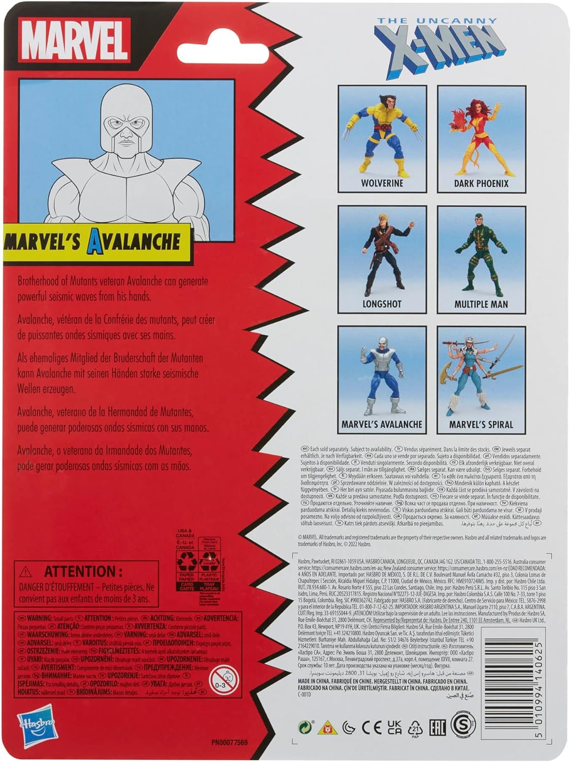 Marvel Legends Series X-Men Classic Avalanche 6-inch Action Figure Toy, for 4+ Years, 2 Accessories | Marvel Legends Retro 6 Inch Action Figure X-Men Classic Series 2 - Avalanche