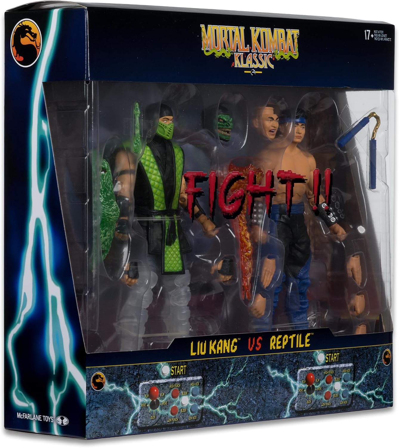 Liu Kang vs Reptile (Mortal Kombat Klassic) Deluxe 2-Pack 7" Figure | Mortal Kombat Klassic 7 Inch Action Figure 2-Pack - Liu Kang vs Reptile