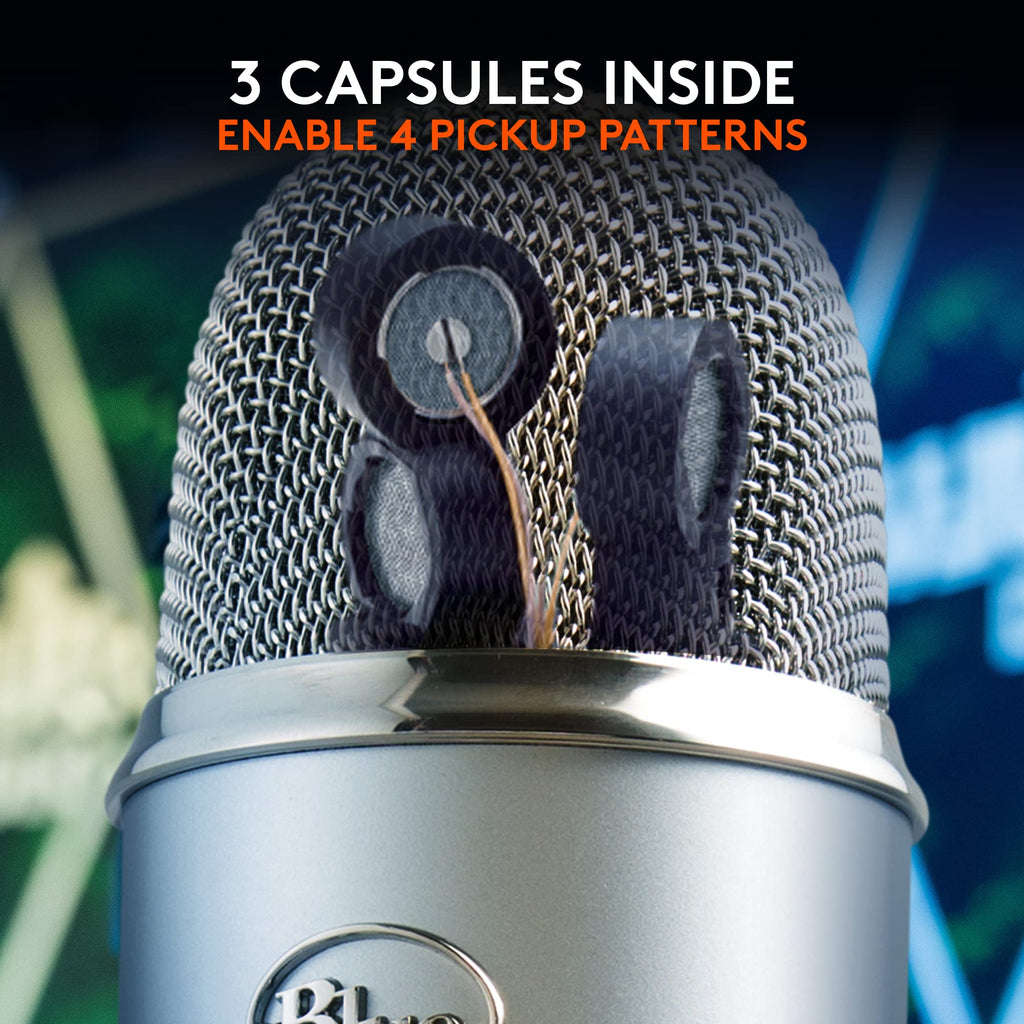 Logitech Creators Blue Yeti USB Microphone for PC, Mac, Gaming, Recording, Streaming, Podcasting, Studio and Computer Condenser Mic with Blue VO!CE effects, 4 Pickup Patterns, Plug and Play - Blackout | VO!CE effects, 4 pickup patterns, plug-and-play oper