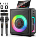 Karaoke Machine for Adults with 2 Wireless Microphones, 200W PA System | Pitch Correction, Bluetooth 5.3, Retro Leather Design, 24H Playtime, TV Connection, TWS Stereo and Live Performance Support