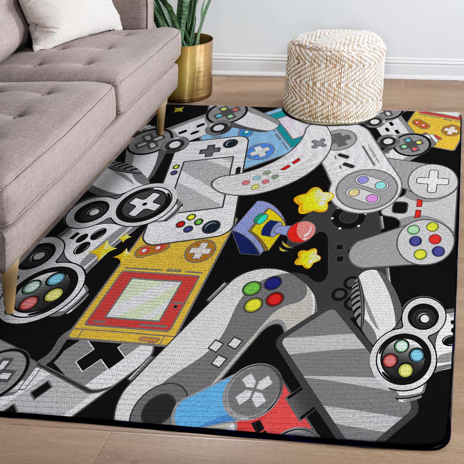 Sunnycitron Gaming Area Rugs Gamer Player Rug for Boys Room Decor Teens 3D Video Game Controller Mat for Bedroom Playroom Carpet Red (59"x39") - Flex Gamingproduct_type
