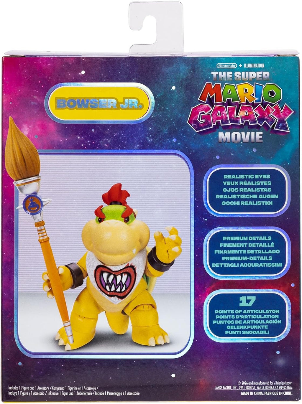 The Super Mario Galaxy Movie 5” Action Figures Series 1 – Bowser Jr. Figure with Paint Brush Accessory - Premium Details and 17 Points of Articulation