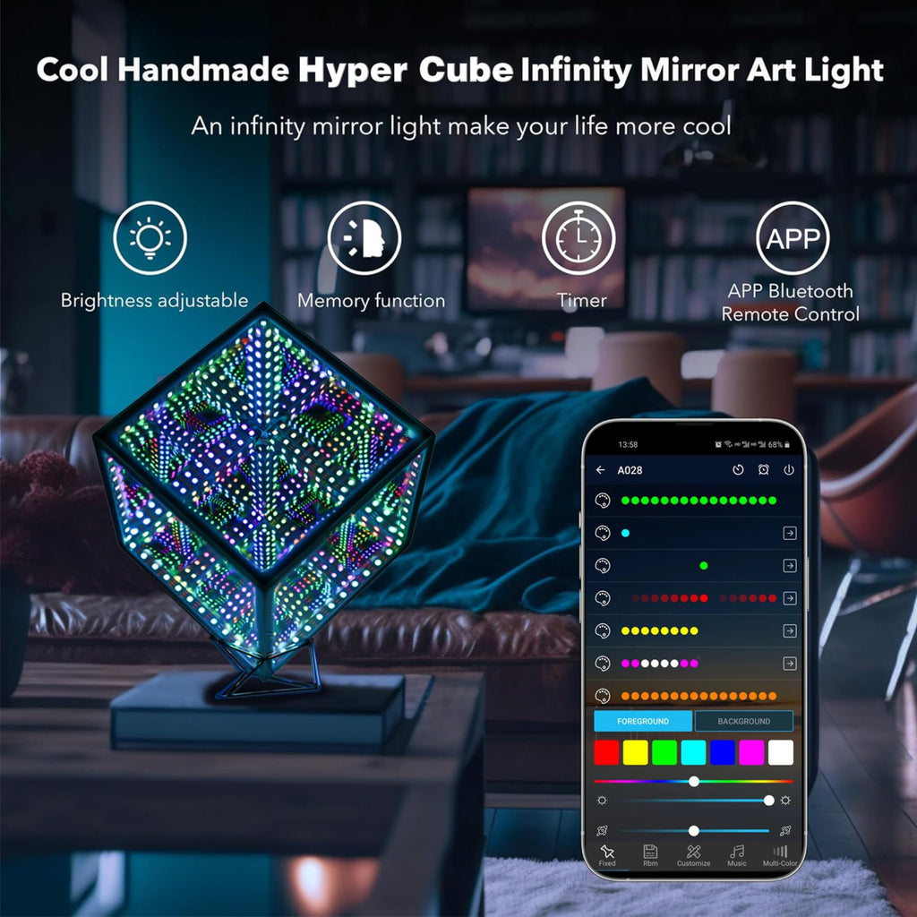 Heepulor Infinity Mirror Hyper Cube LED Lamp – 4 Sizes