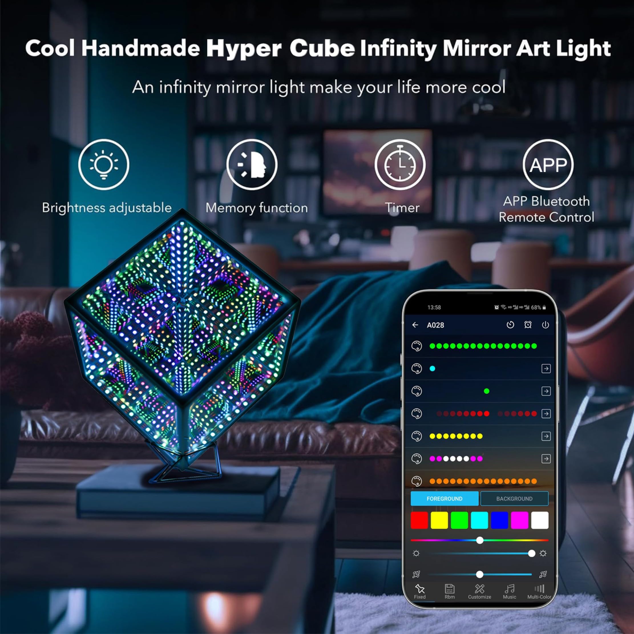 Heepulor Infinity Mirror Hyper Cube LED Lamp – 4 Sizes