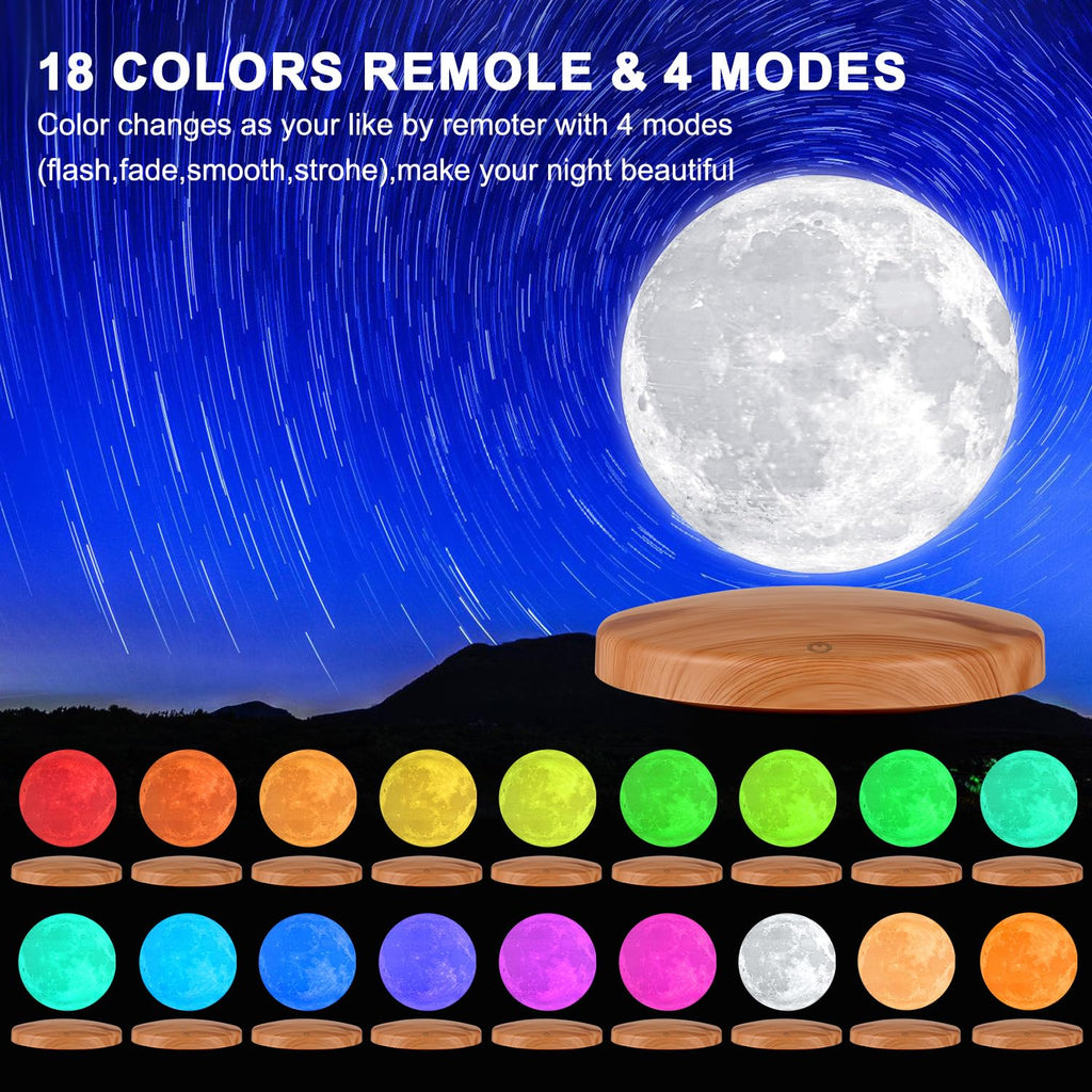 GROPINFLY Levitating Moon Lamp – 18 Colors & Multicolor