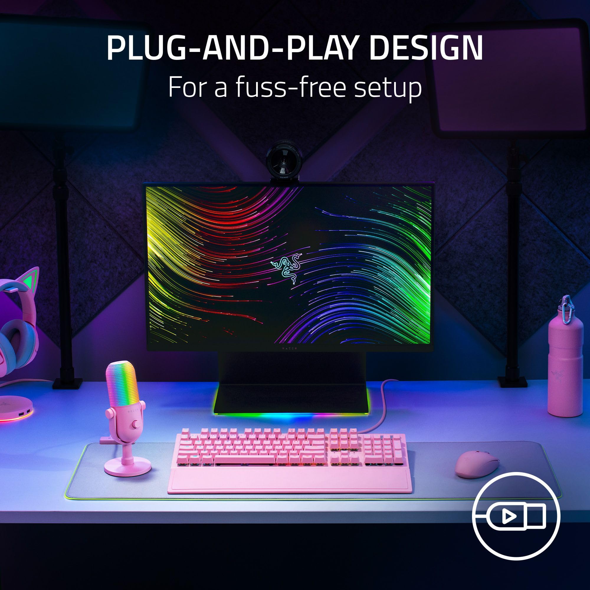 Razer Seiren V3 Chroma RGB, Stream & Game Reactive, USB Microphone, Black | Tap-to-Mute Sensor, Condenser Mic, Digital Gain Limiter & Shock Absorber, Works with OBS, Discord, Zoom, Teams