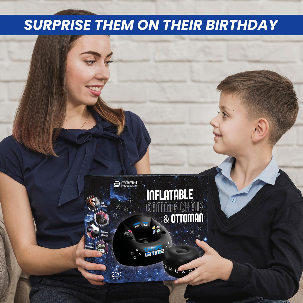 Inflatable Gaming Chair for Kids & Teens with Cup Holders and Side Pocket - This Air Gaming Bean Bag Chairs for kids is The Perfect Furniture for Gamer Room Decor - Perfect Gaming Stuff for boys 4-12 - Flex Gamingproduct_type