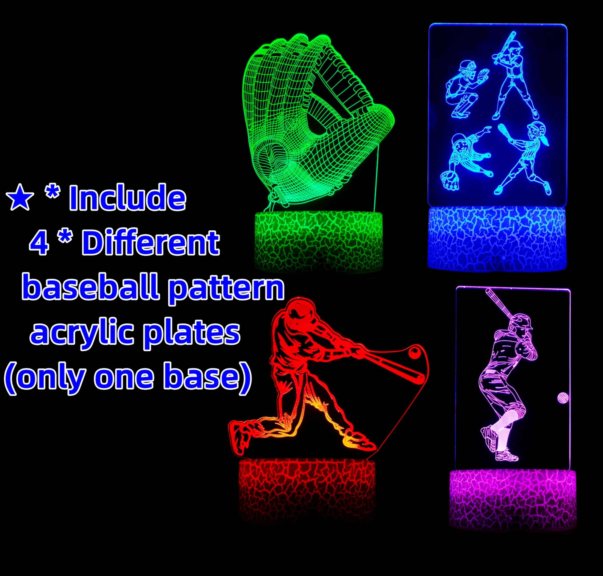 3D Illusion Night Light with Swappable Acrylic Panels – 6 Designs