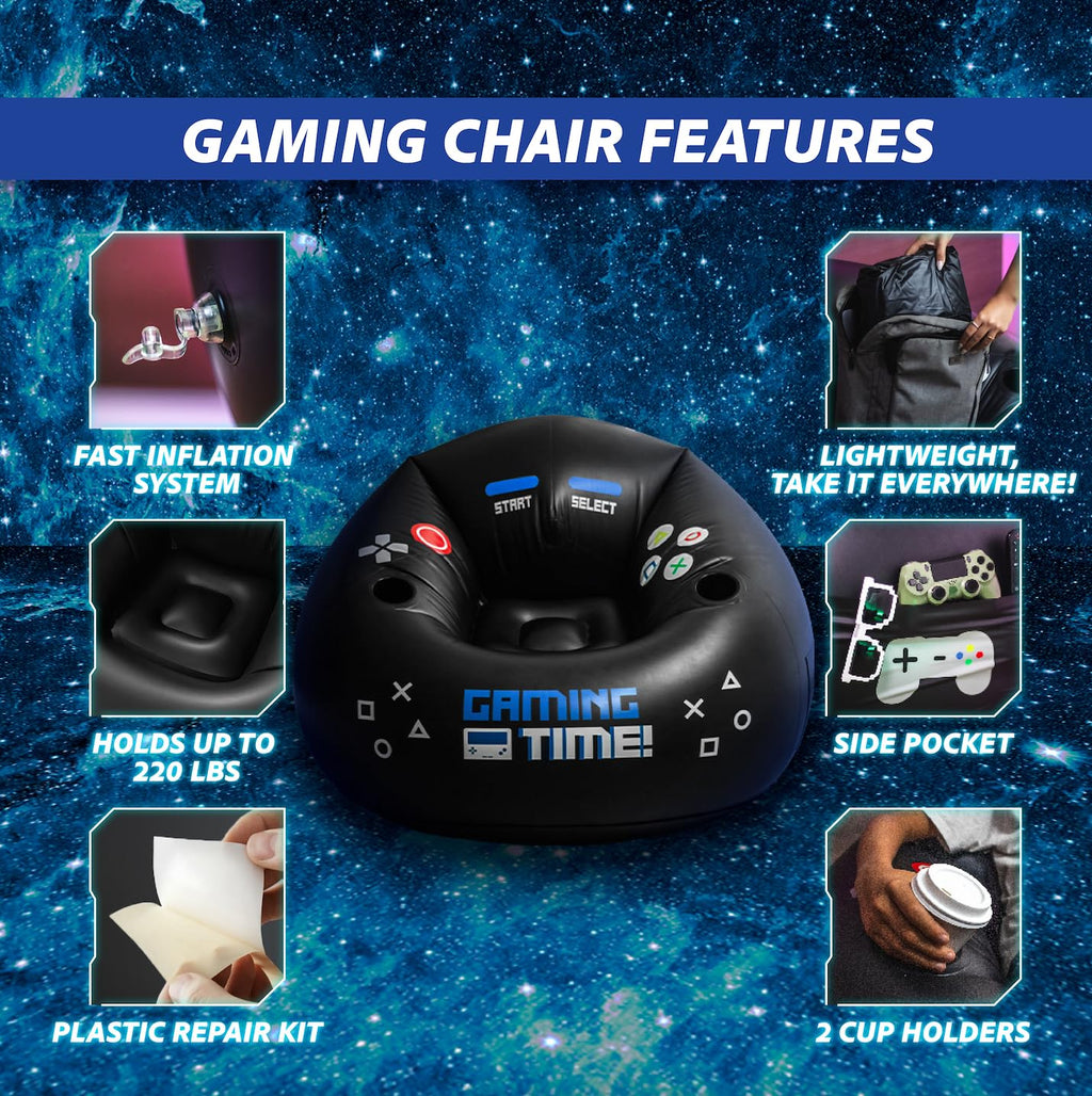 Inflatable Gaming Chair for Kids & Teens with Cup Holders and Side Pocket - This Air Gaming Bean Bag Chairs for kids is The Perfect Furniture for Gamer Room Decor - Perfect Gaming Stuff for boys 4-12 - Flex Gamingproduct_type