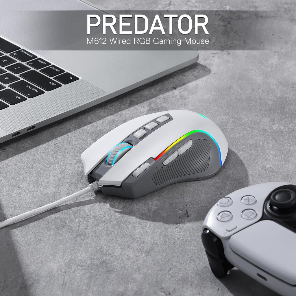 Redragon M612 Predator RGB Gaming Mouse, 8000 DPI Wired Optical Mouse with 11 Programmable Buttons & 5 Backlit Modes, Software Supports DIY Keybinds Rapid Fire Button - Flex Gamingproduct_type