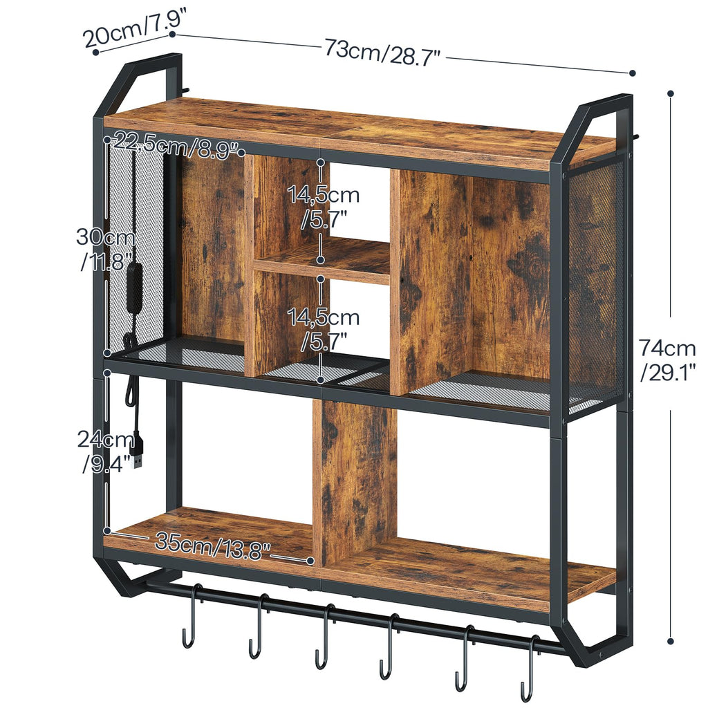 HOOBRO Gaming Floating Shelves with LED Lights, 28.7" LED Wall Mounted Shelf, 3-Tier Display Rack for Wall Storage, Floating Rack with Hanging Rod and 6 S-Hooks, for Gaming Room, Black BB70DBJ01 - Flex Gamingproduct_type