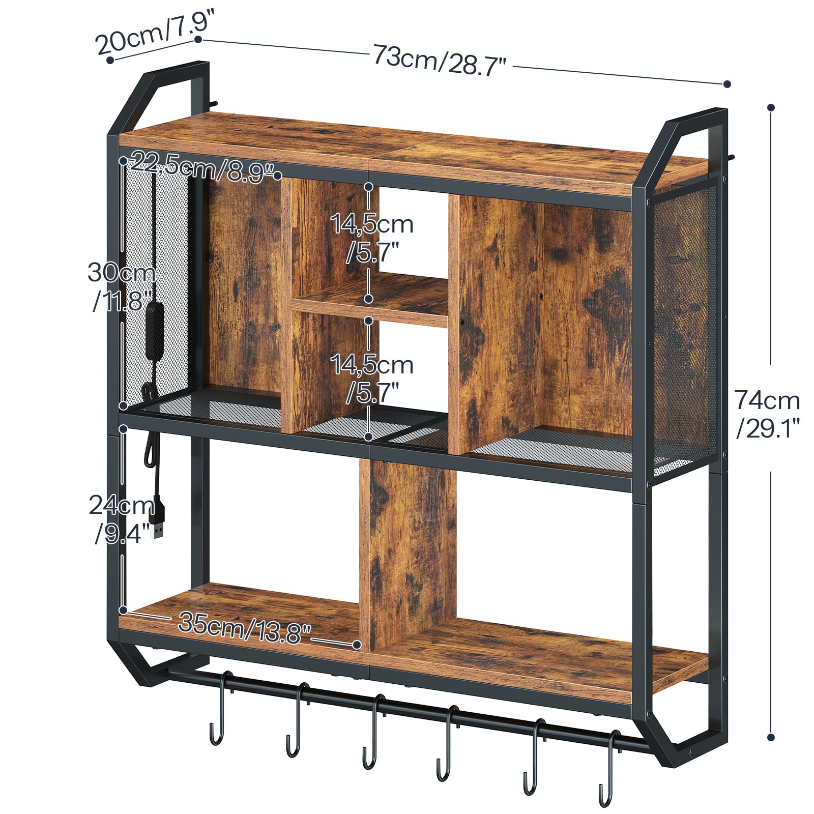 HOOBRO Gaming Floating Shelves with LED Lights, 28.7" LED Wall Mounted Shelf, 3-Tier Display Rack for Wall Storage, Floating Rack with Hanging Rod and 6 S-Hooks, for Gaming Room, Black BB70DBJ01 - Flex Gamingproduct_type