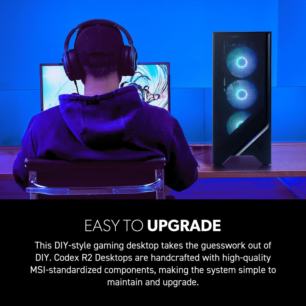 msi Codex R2 Gaming Desktop PC | NVIDIA GeForce RTX 5070 12GB | Intel Core i5-14400F | 32GB DDR5 RAM | 1TB NVMe SSD | Air Cooling | Wi-Fi 6E | Windows 11 Home | VR Ready | D14NVP5-613US - Flex Gamingproduct_type