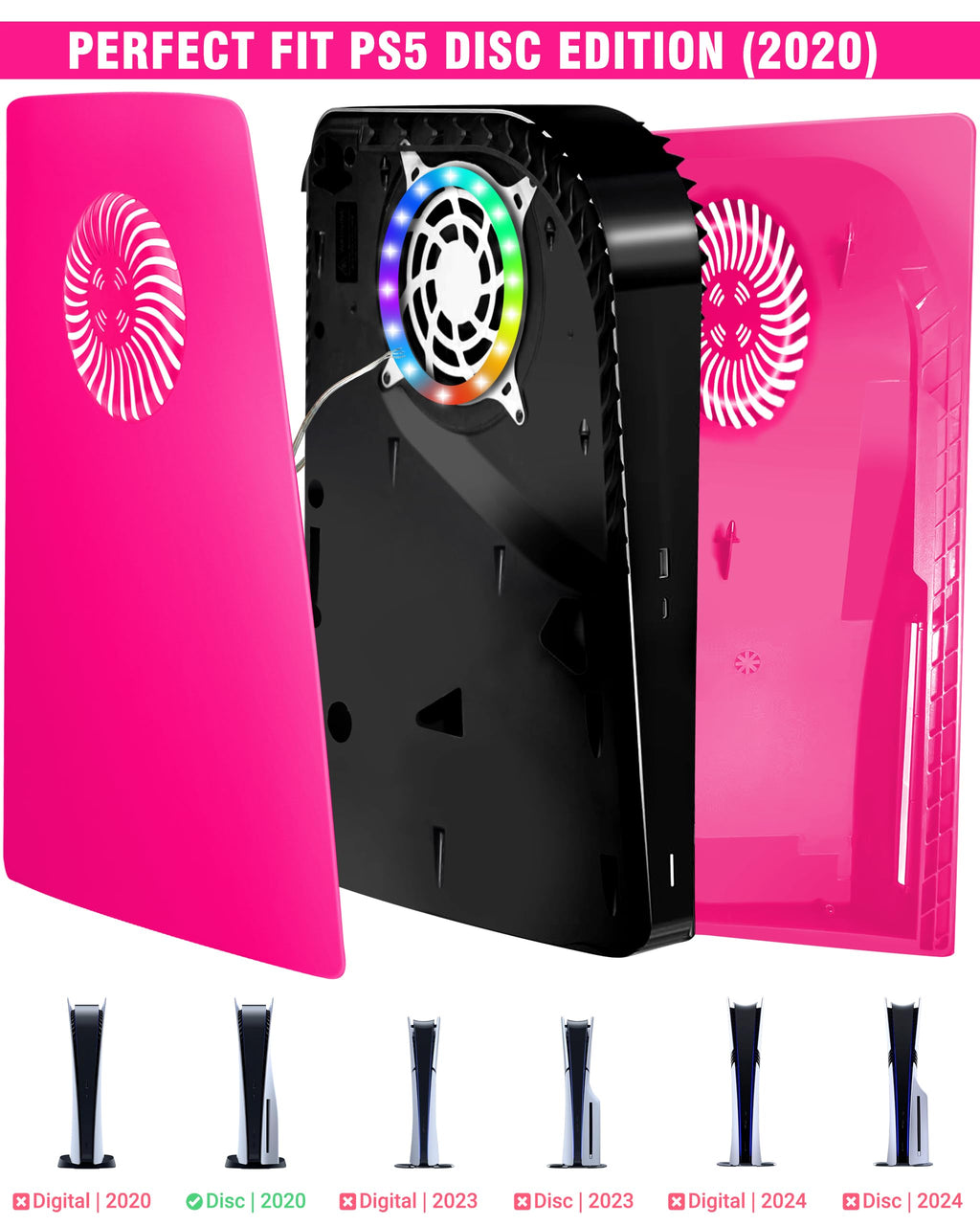 Joso Faceplate for PS5 Disc Edition, Anti-Scratch Dustproof Case Replacement with RGB Ring, Cover Skin Fit for PS5 Console (CD-ROM), Plates for PS5 Accessories, Transparent - Flex Gamingproduct_type