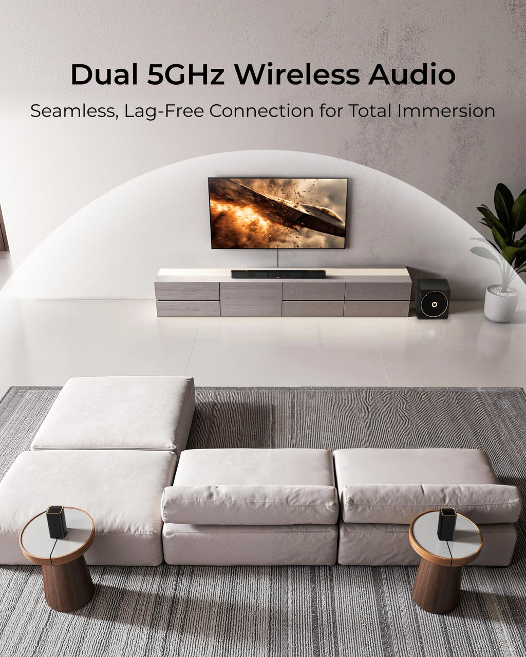 ULTIMEA Skywave X60 7.1.4ch Wireless Surround Sound System for Home Theater | with Dolby Atmos, 840W Sound Bar with 8" Wireless Subwoofer for TV, 28Hz Low Frequency, GaN Amplifier, 4K HDR Pass-Through