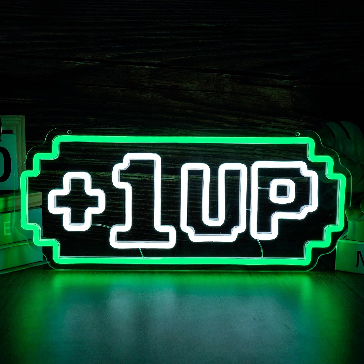 1UP Arcade Neon Sign For Wall Decor,USB Powered Led Neon Light For Game Room,Man Cave, Basement Home,Playroom,Birthday Gifts For Teens 16.9 * 7.1 inch