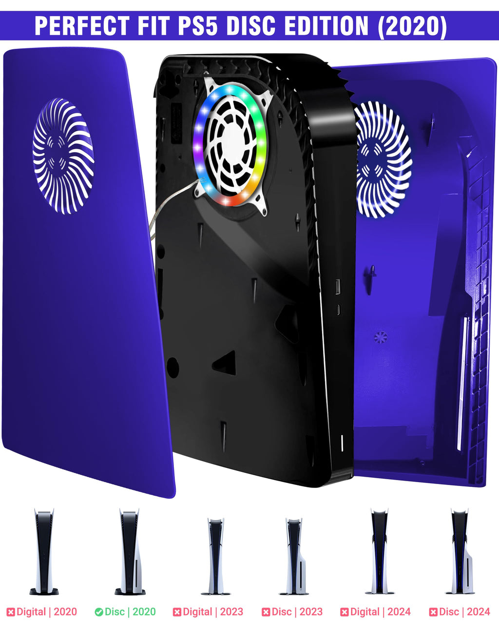 Joso Faceplate for PS5 Disc Edition, Anti-Scratch Dustproof Case Replacement with RGB Ring, Cover Skin Fit for PS5 Console (CD-ROM), Plates for PS5 Accessories, Transparent - Flex Gamingproduct_type