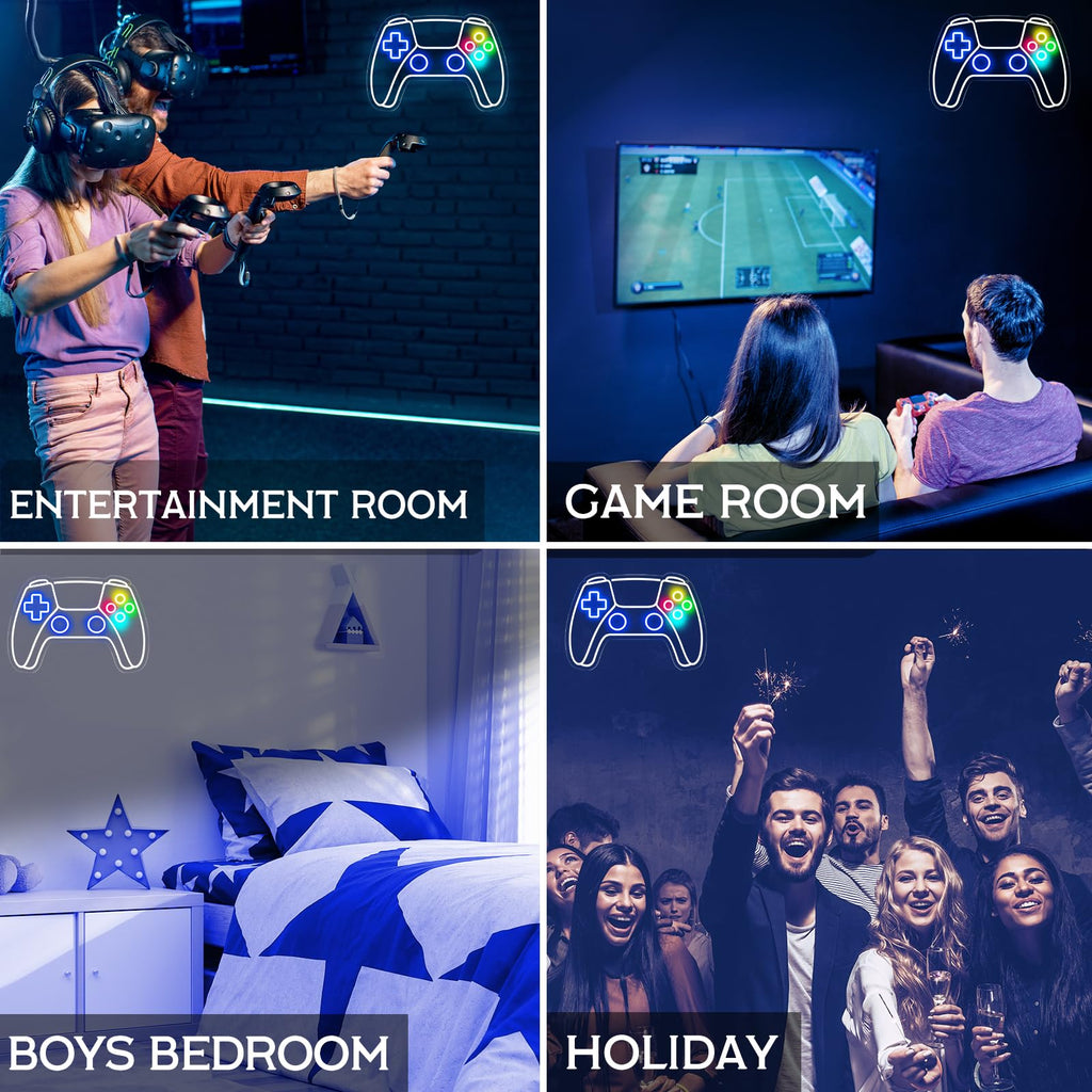 Gamer Neon Sign, Gamepad Shaped LED Neon Sign for Gamer Room Decor, Gaming Neon Sign for Boys Room Decor, Neon Gaming Sign for Gaming Wall Decor, USB Powered Gamer Gifts for Teens, Boys, Kids - Flex Gamingproduct_type