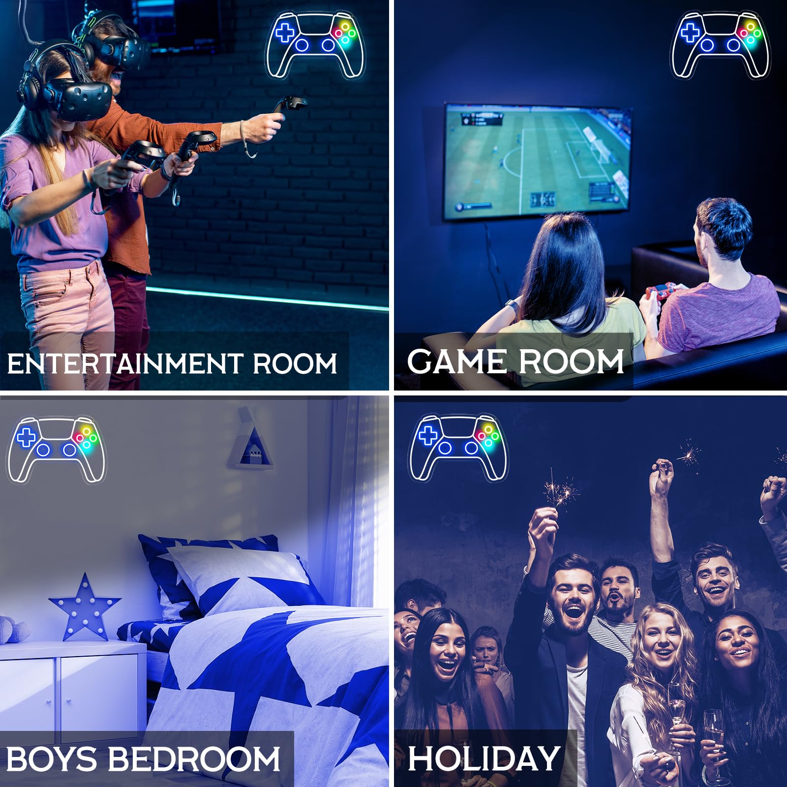 Gamer Neon Sign, Gamepad Shaped LED Neon Sign for Gamer Room Decor, Gaming Neon Sign for Boys Room Decor, Neon Gaming Sign for Gaming Wall Decor, USB Powered Gamer Gifts for Teens, Boys, Kids - Flex Gamingproduct_type