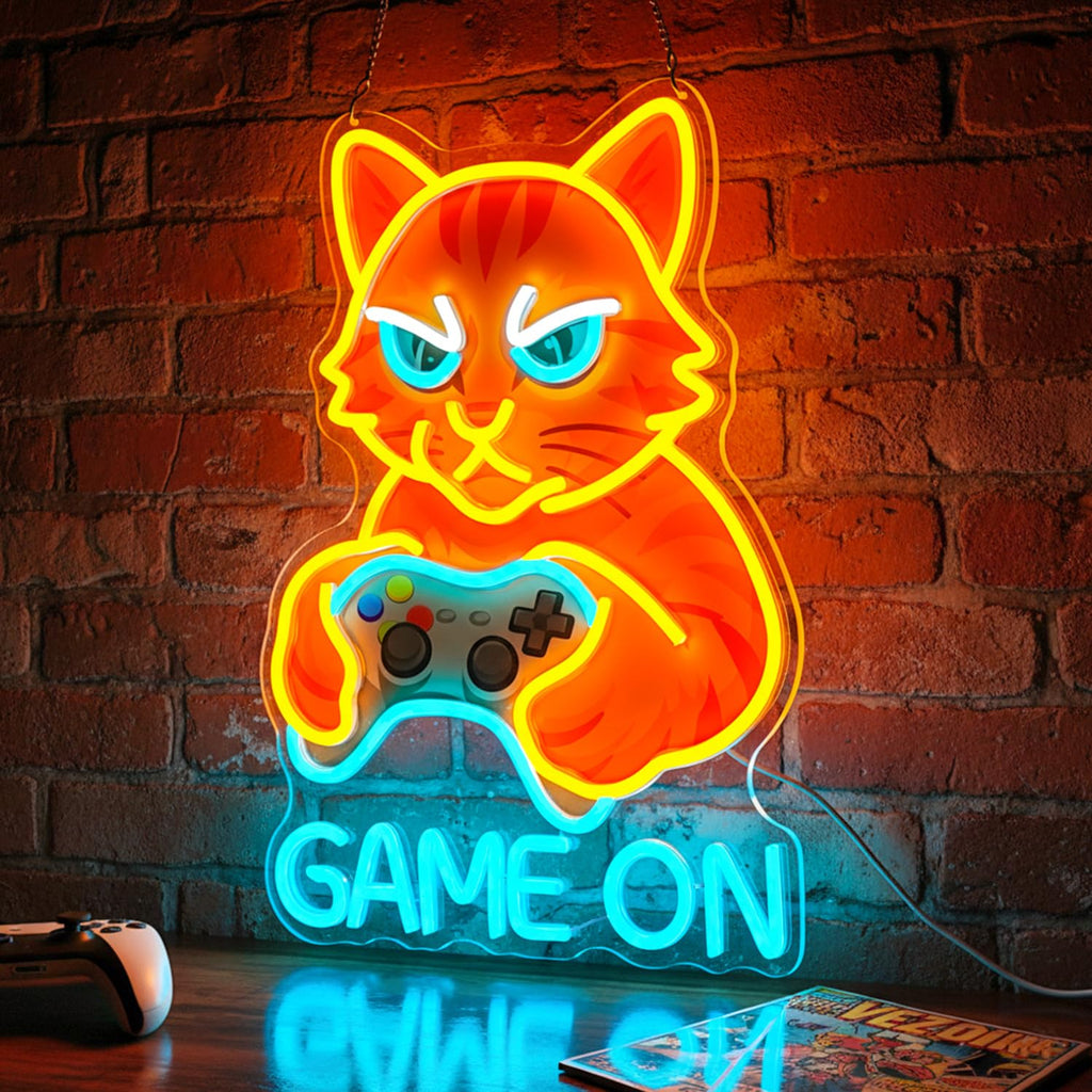 Gamer Mode Neon Sign for Gaming Room Decor, USB Powered LED Wall Light with Dimmer, Cool Gamer Setup Accessories for Bedroom, Streamer Background, Teen Boy Game Room, Man Cave
