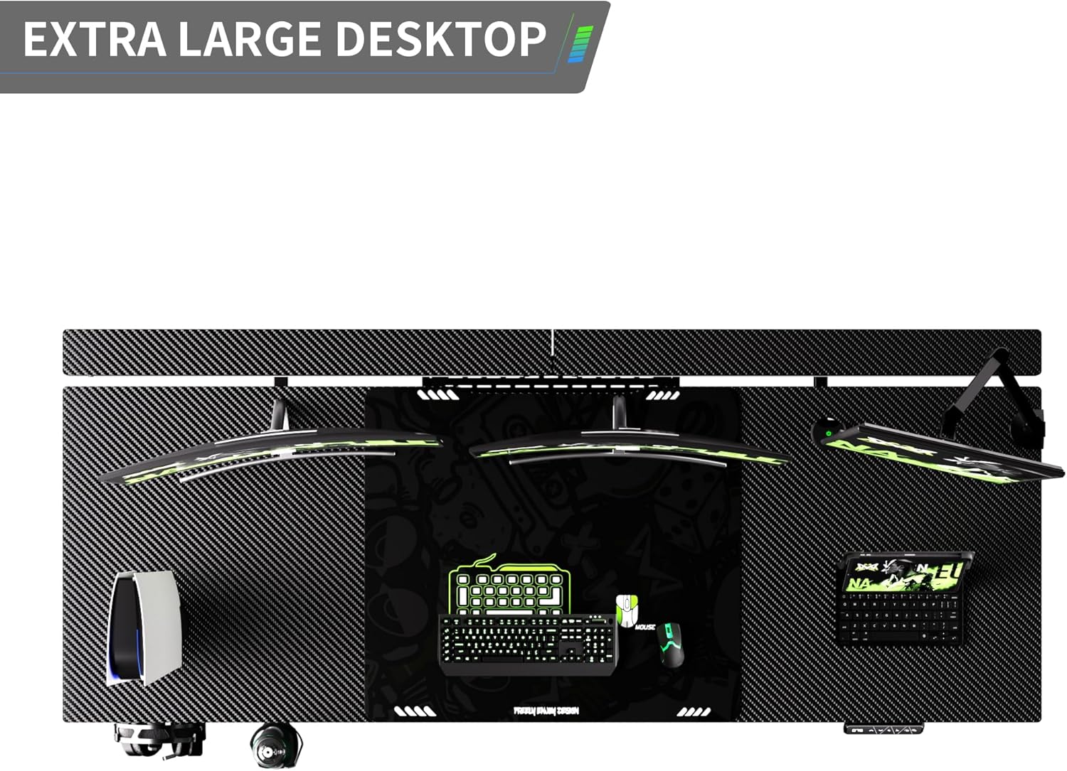 71" Gaming Standing Desk for Gamers & Streamers, 4-Leg Electric Sit Stand Desk with LED Lights, Flip-Top Cable Management, Stable Computer Desk with Wheels - Flex Gamingproduct_type